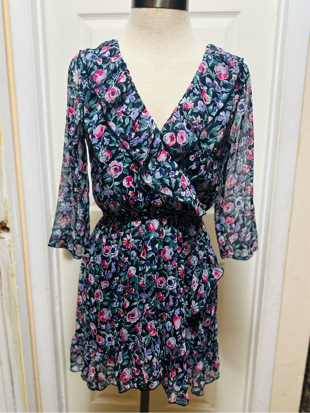 Abercrombie & Fitch Chiffon Ruffle Floral Mini Dress Size SP #635